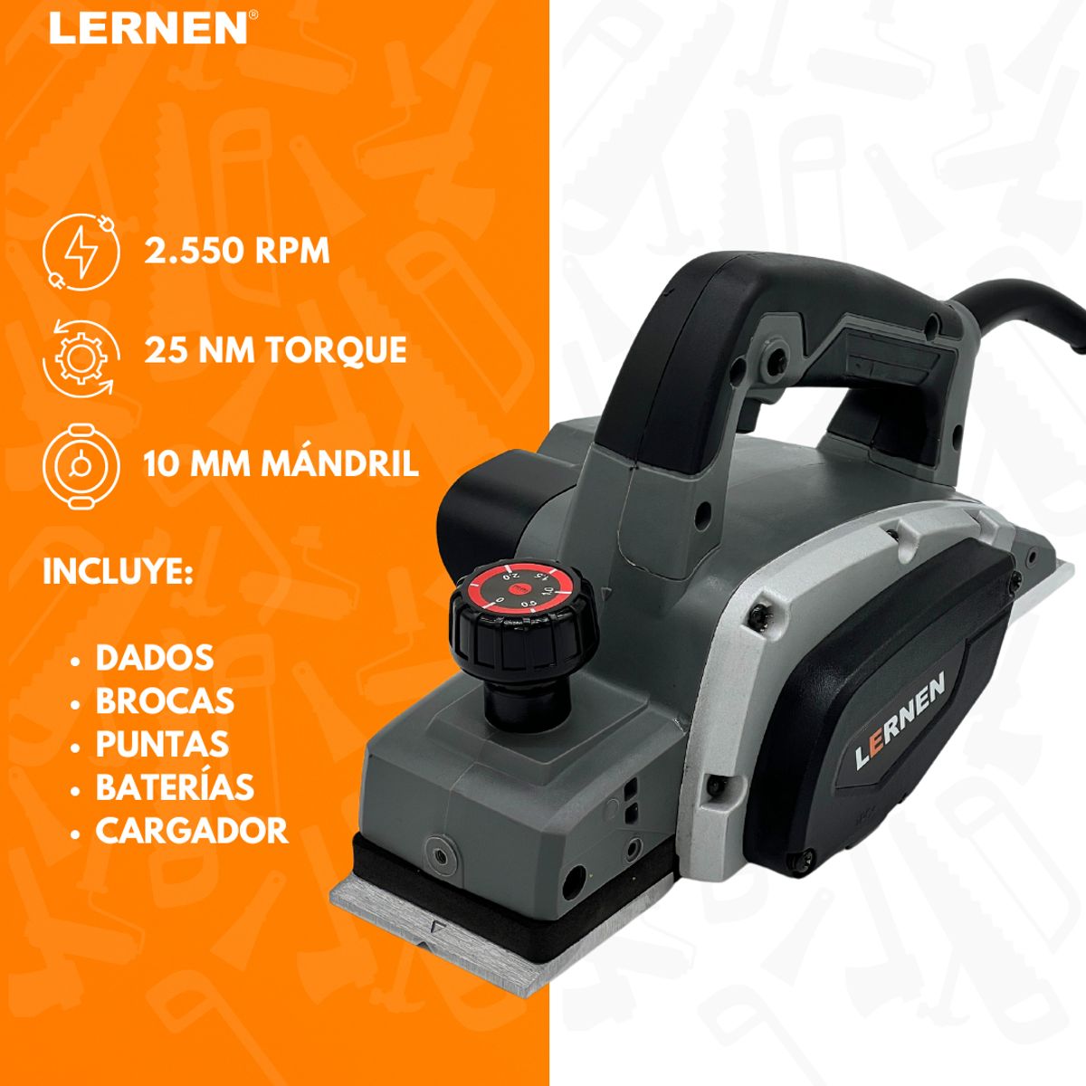 LERNEN - Cepillo Eléctrico Carpintería - 220 V - 800 W - 82mm