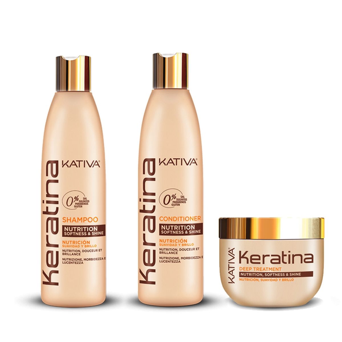KATIVA - Kit capilar shampoo acondicionador tratamiento keratina