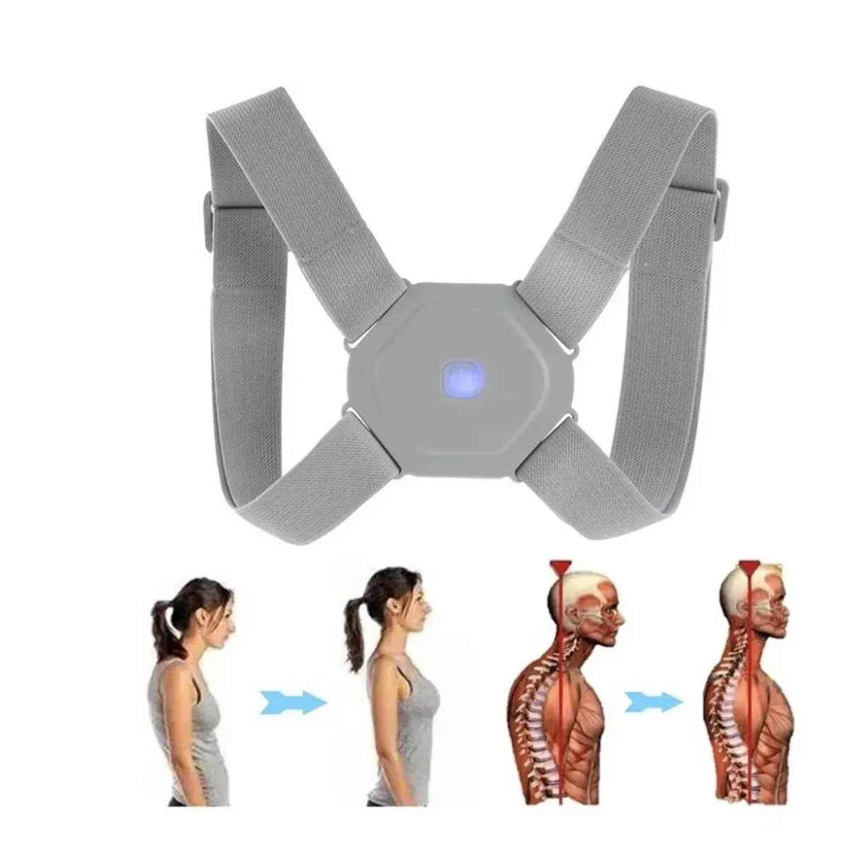 GENERICO - Corrector Postura Ajustable Sensor Inteligente Niñosadultos