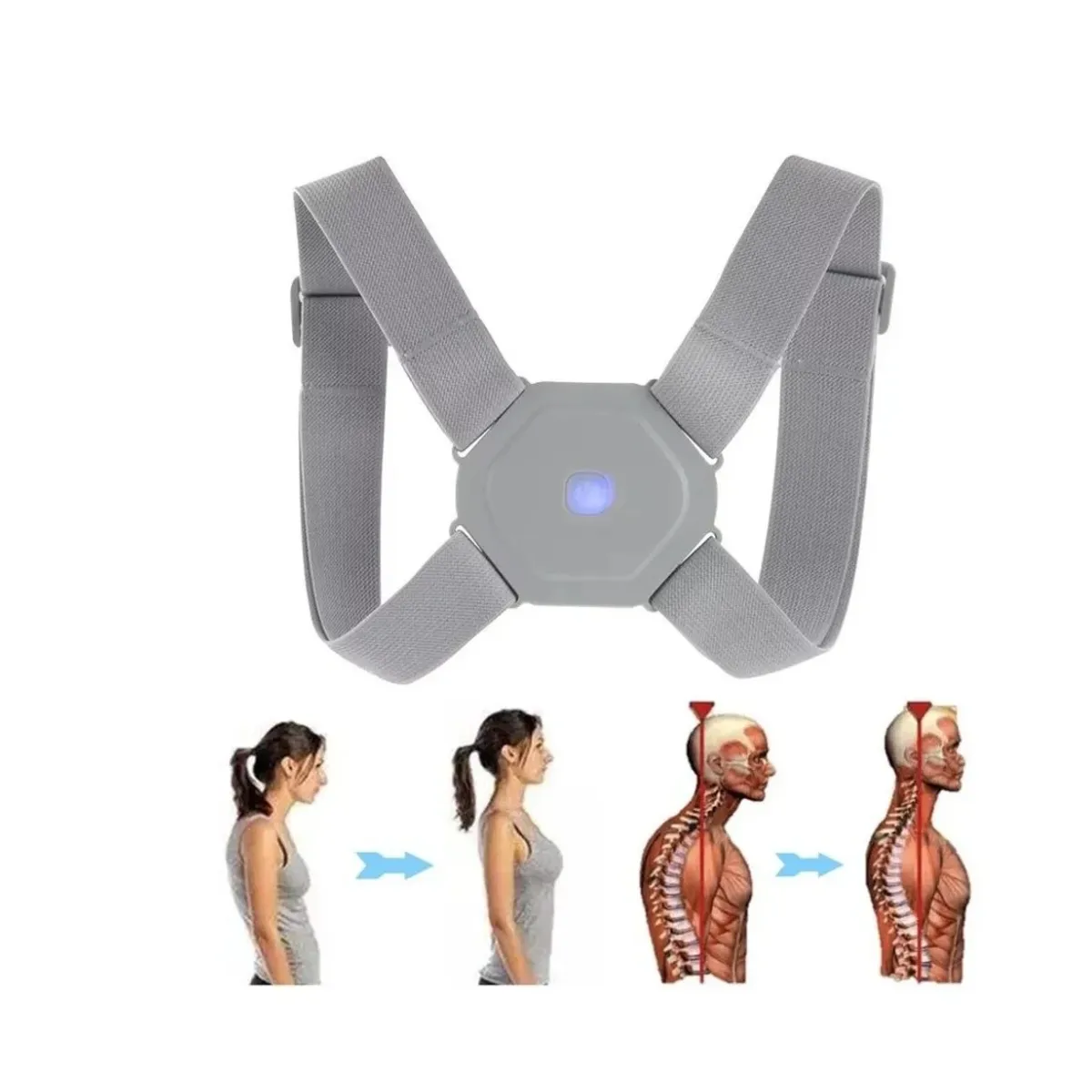 GENERICO - Corrector Postura Ajustable Sensor Inteligente Niñosadultos