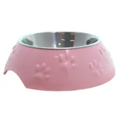 MASCAN - Plato Huellitas Rosado Para Perro L
