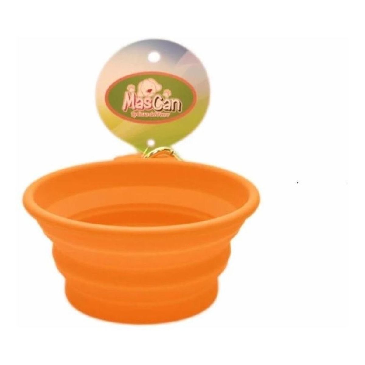 MASCAN - Plato Plegable Silicona Simple Naranja Para Perro M Mascan