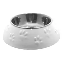 MASCAN - Plato Huellitas Blanco Para Perro S