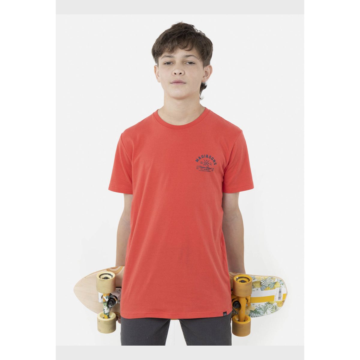 MAUI AND SONS - Polera CROSSED TABLES Juvenil Rojo Maui and Sons