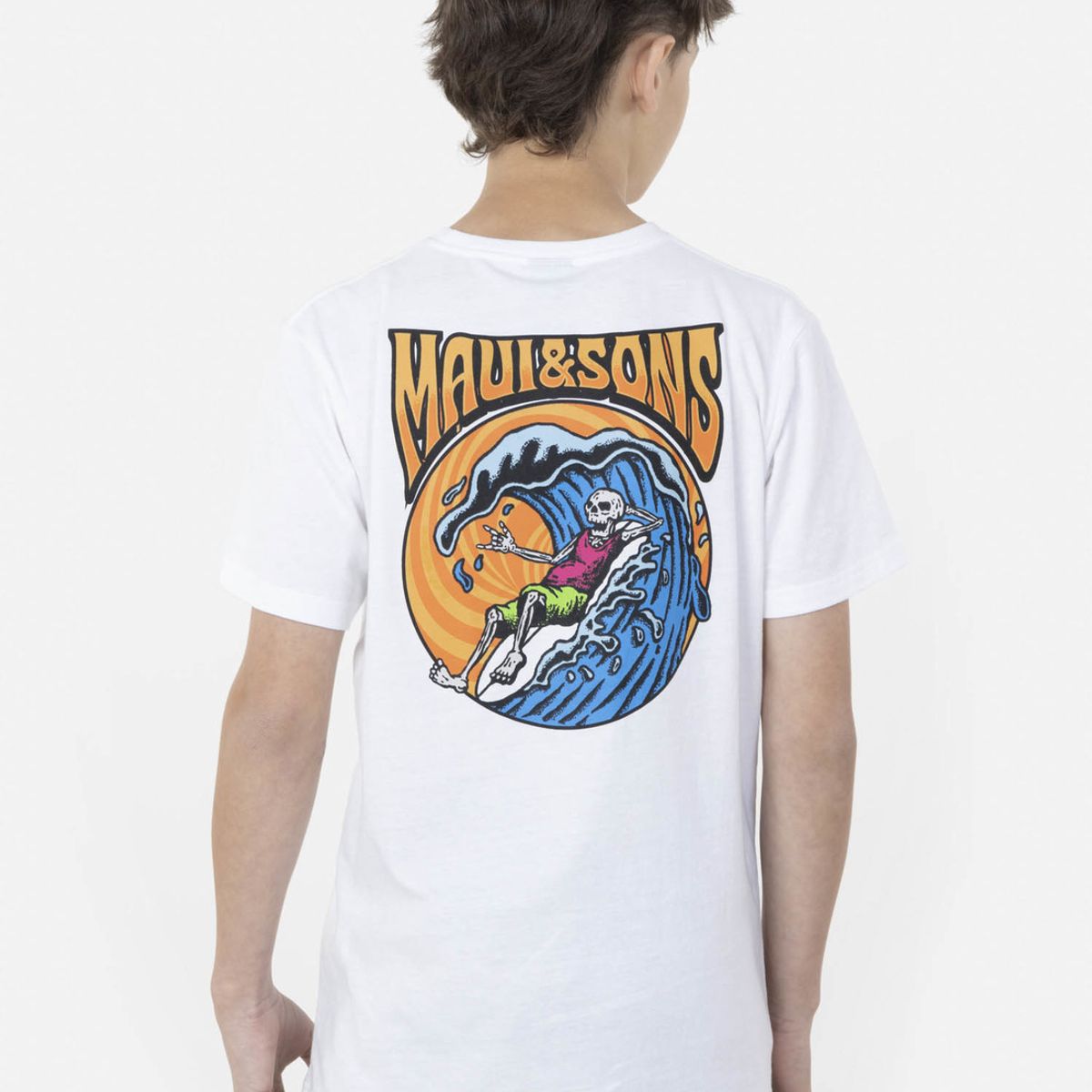 MAUI AND SONS - Polera OLD SHARK Juvenil Blanco Maui and Sons