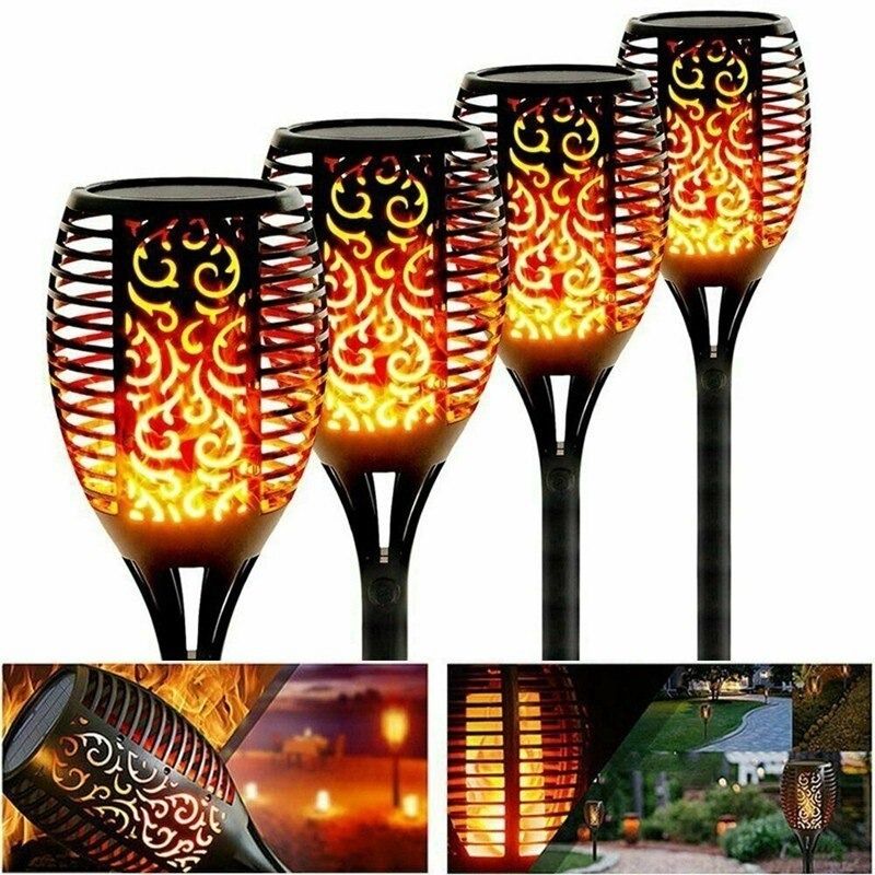GENERICO - Pack X4 Lampara Luces Solares Antorchas Led Estaca 58cm
