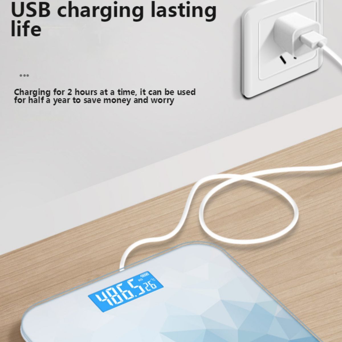 CRUSEC - Balanza Pesa Baño Usb Digital Vidrio Templado 180kgs