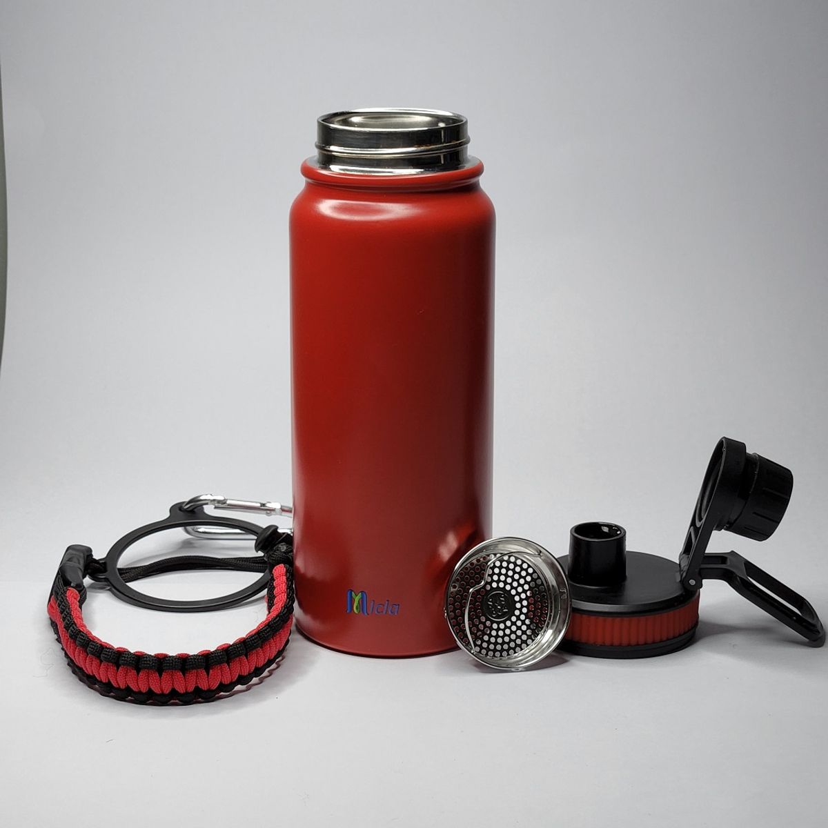 GENERICO - Botella de agua Insulada con mango de cuerda Paracord