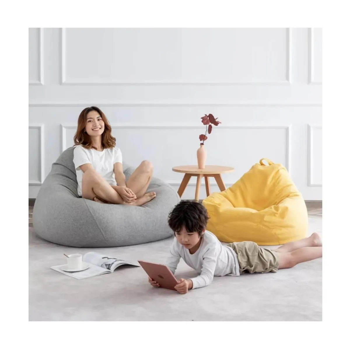 AUCKLAND OUTDOOR - Puff Pera Símil Lino. 100 X 120 Cm. Gris