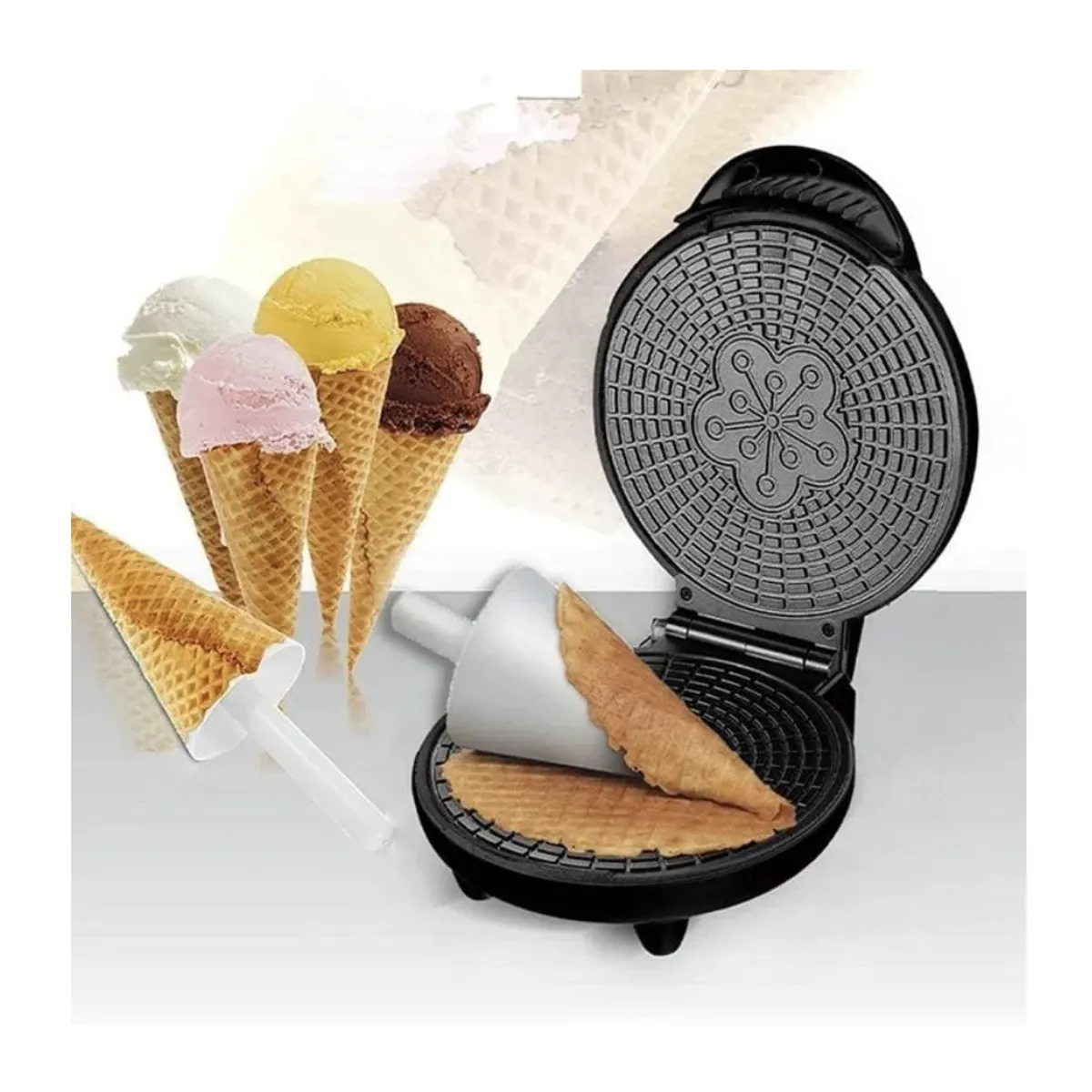 GENERICO - Máquina Para Hacer Waffles Conos De Helado Cuchufli Galleta