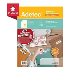 ADETEC - Etiquetas Removible Con Adhesivo 101x34mm X 10 Hojas