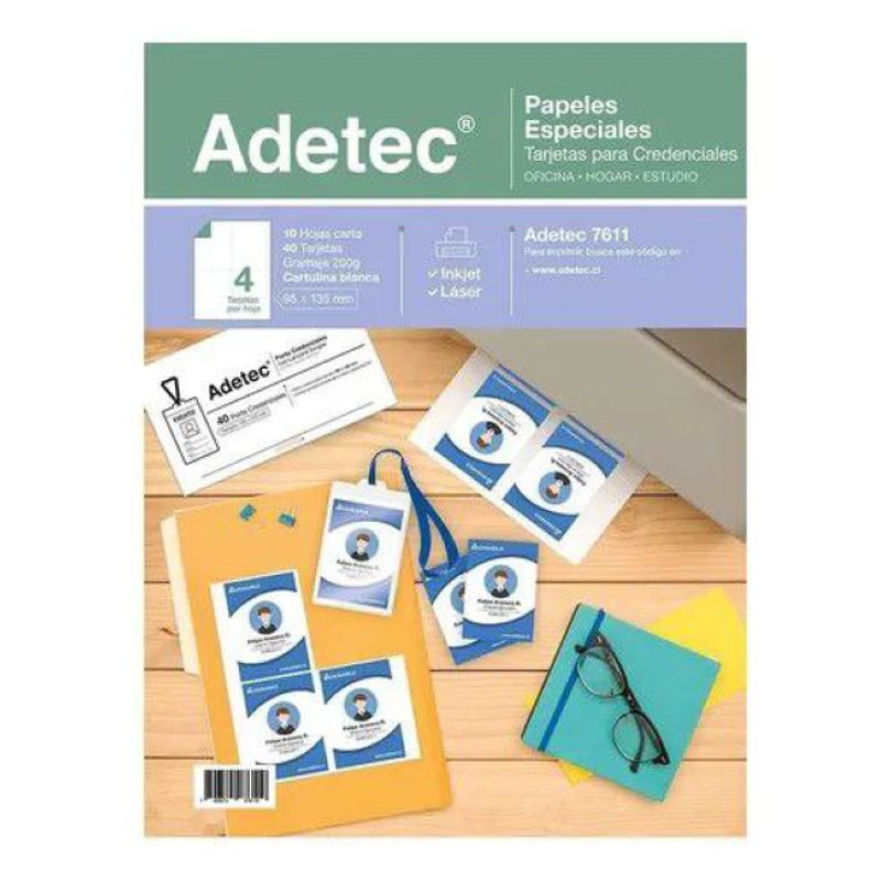 ADETEC - Papel Especial De Tarjetas Para Credenciales 95x135mm