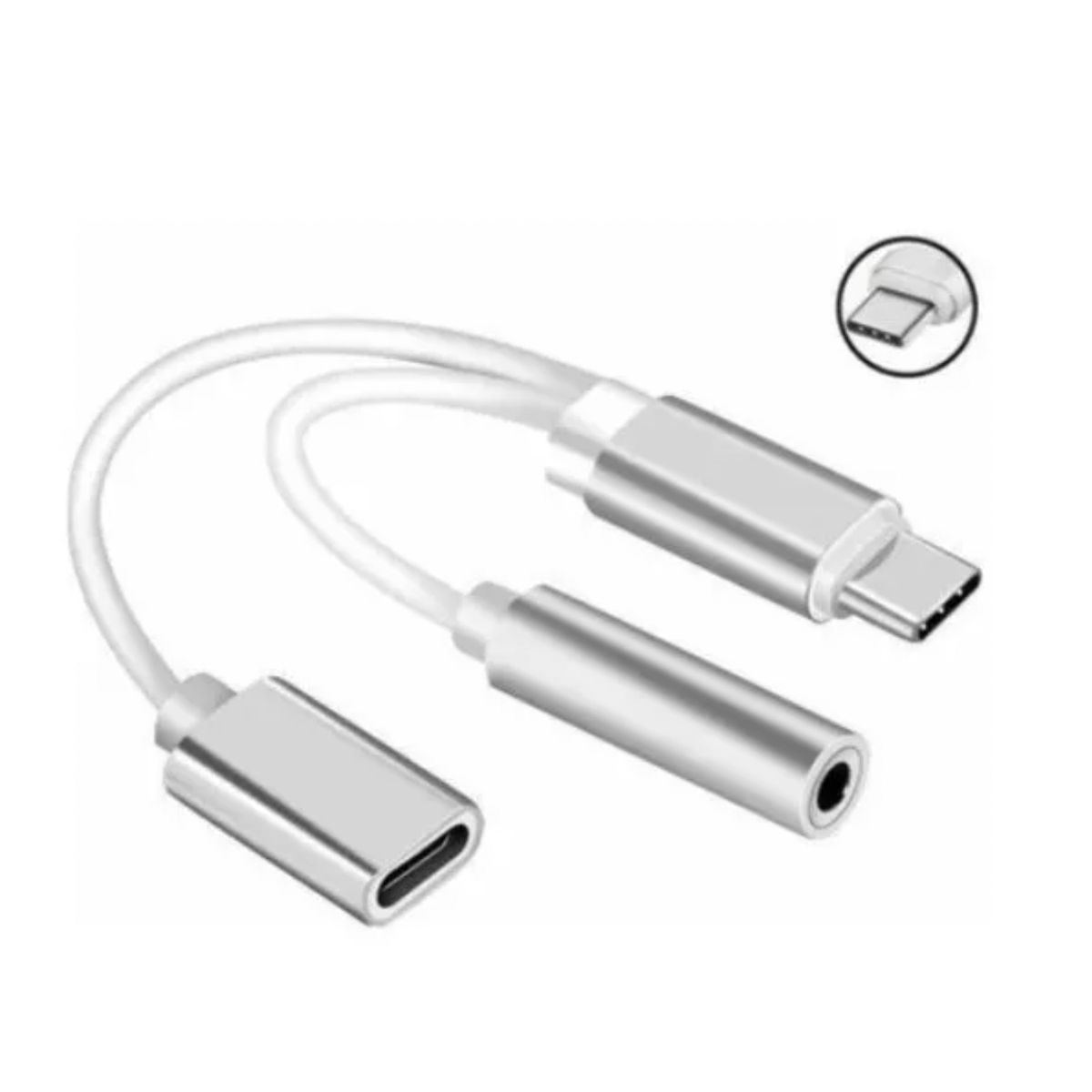 GENERICO - Adaptador Auricular Y Carga Tipo C 2 En 1