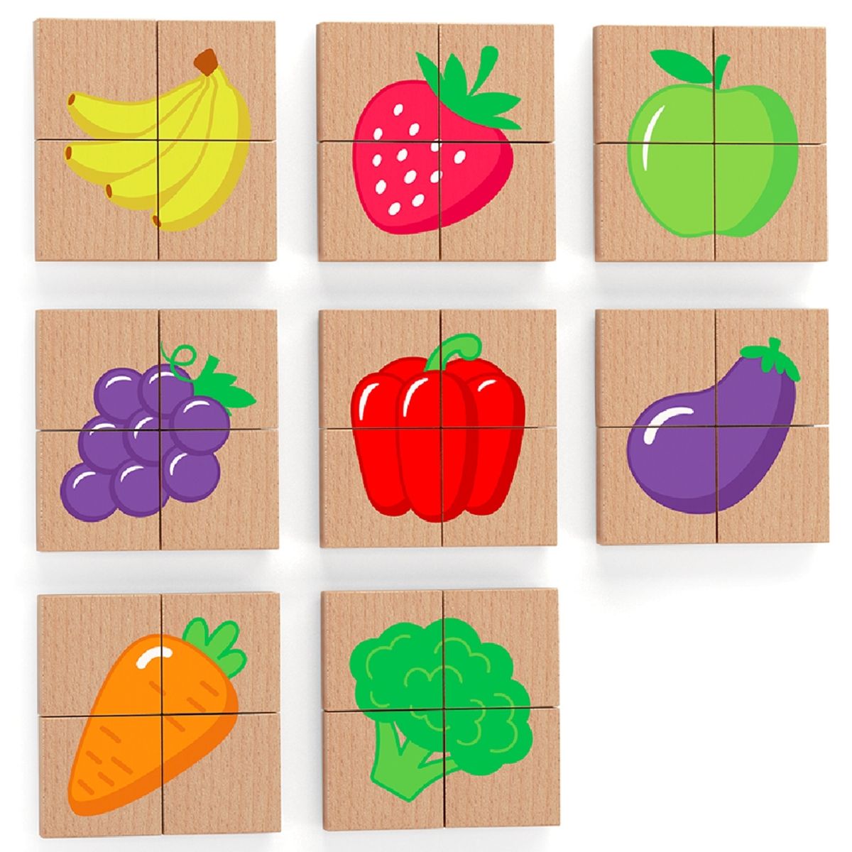 VIGA - Juguete Madera Puzzles Magneticos Block Frutas 32 Pz