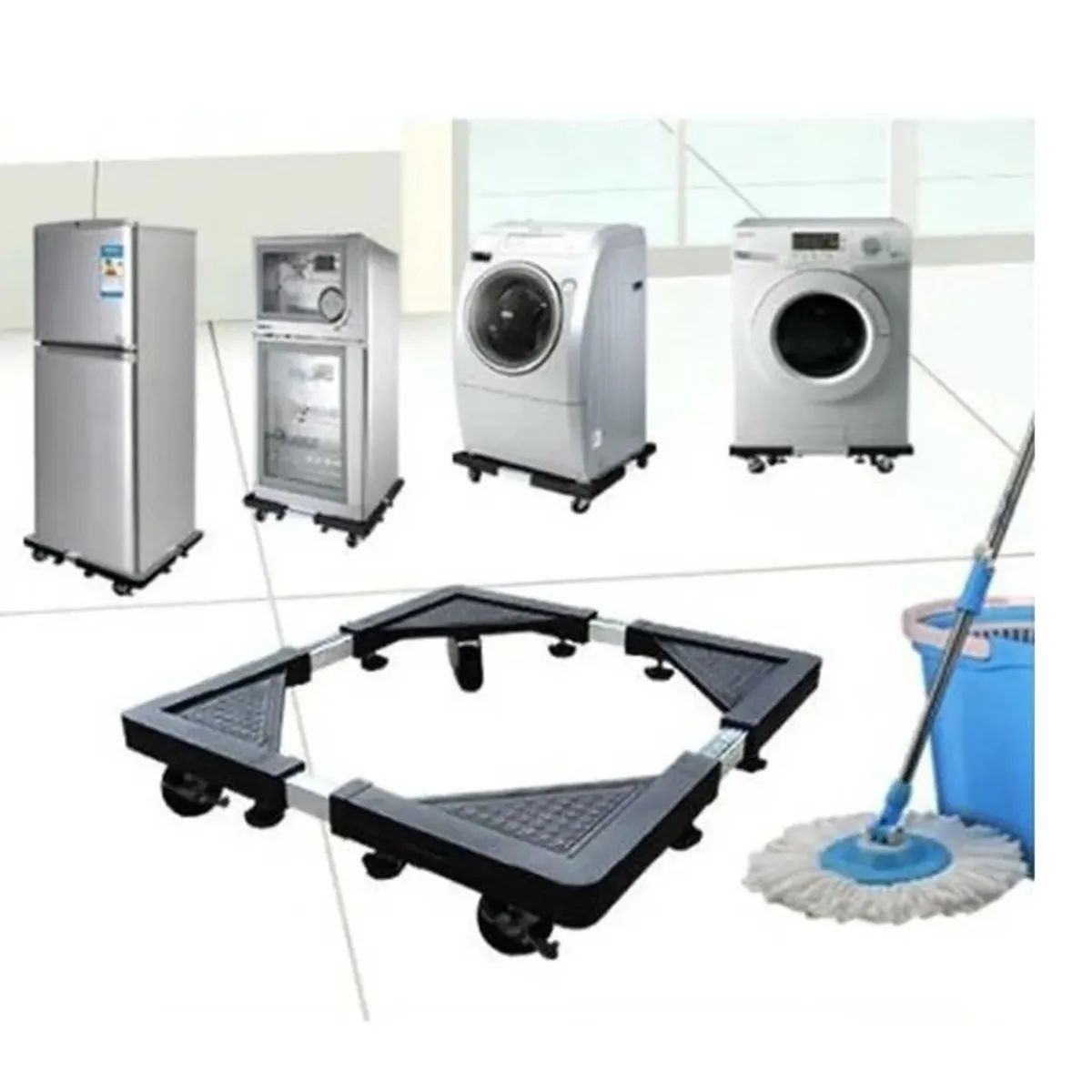 GENERICO - Base Ajustable Multiuso Ruedas Cocina Lavadora Refrigerador