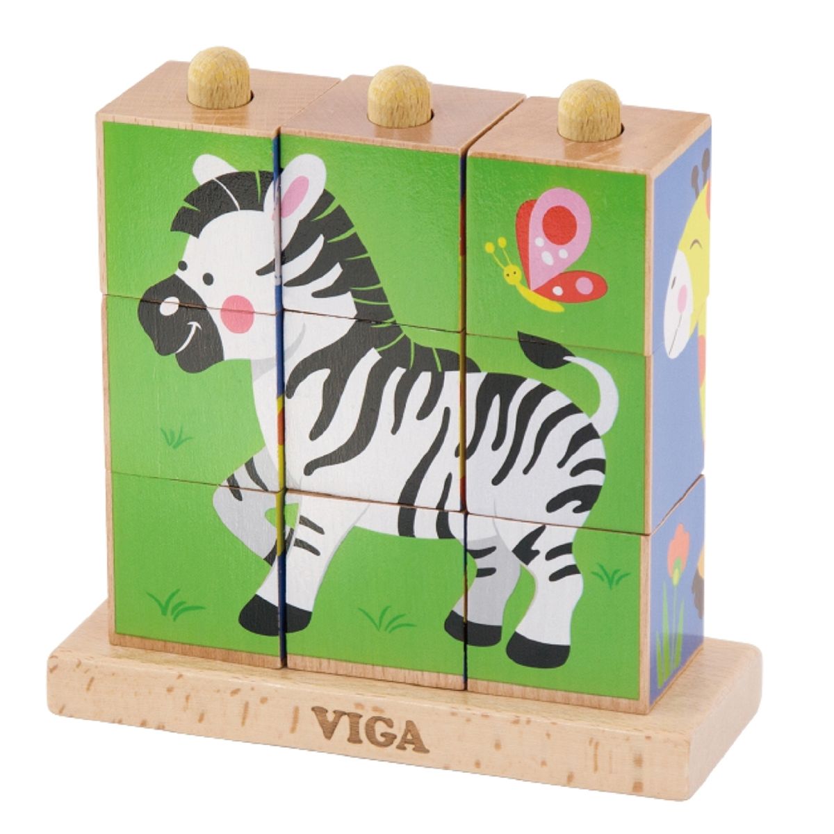 VIGA - Juguete Madera Puzzle Cubos Soporte Animales