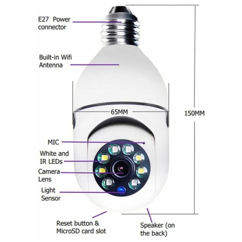 UNIVERSAL - CAMARA IP AMPOLLETA MOTORIZADA 360° CON SOQUETE E27