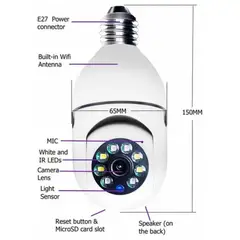 UNIVERSAL - CAMARA IP AMPOLLETA MOTORIZADA 360° CON SOQUETE E27