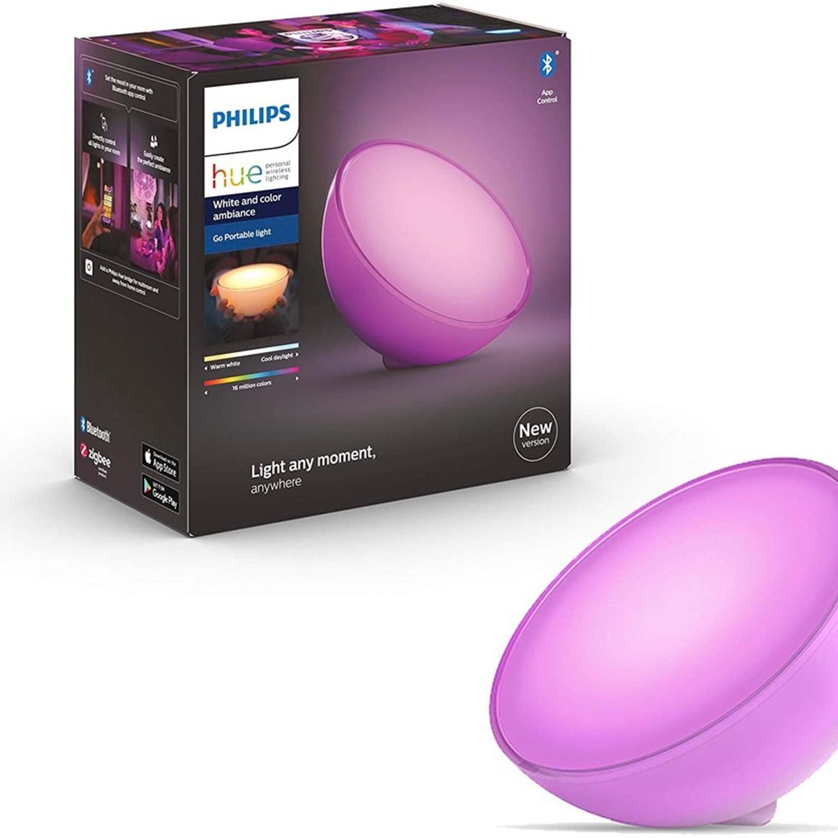 PHILIPS HUE - Lámpara Portátil Philips Hue Go V2 Bluetooth  Zigbee Google Alexa