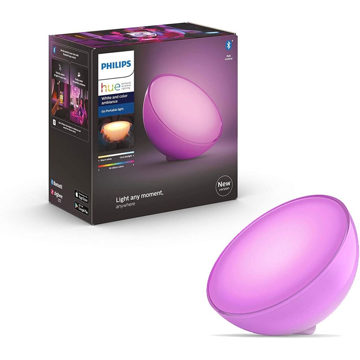PHILIPS HUE - Lámpara Portátil Philips Hue Go V2 Bluetooth  Zigbee Google Alexa