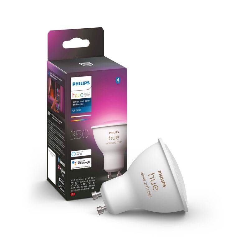 PHILIPS HUE - Ampolleta Philips Hue GU10 White&Color Ambience Zigbee  Bluetooth