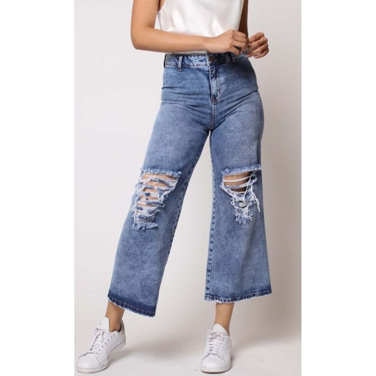 MOMCHIC - Jeans culotte destroyer