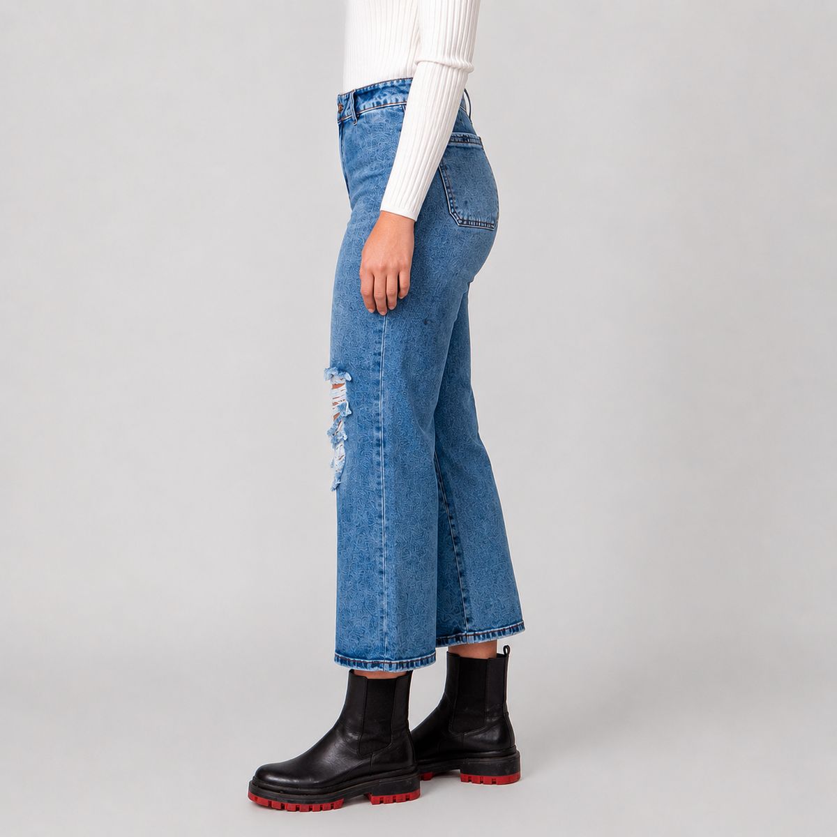 MOMCHIC - Jeans culotte destroyer