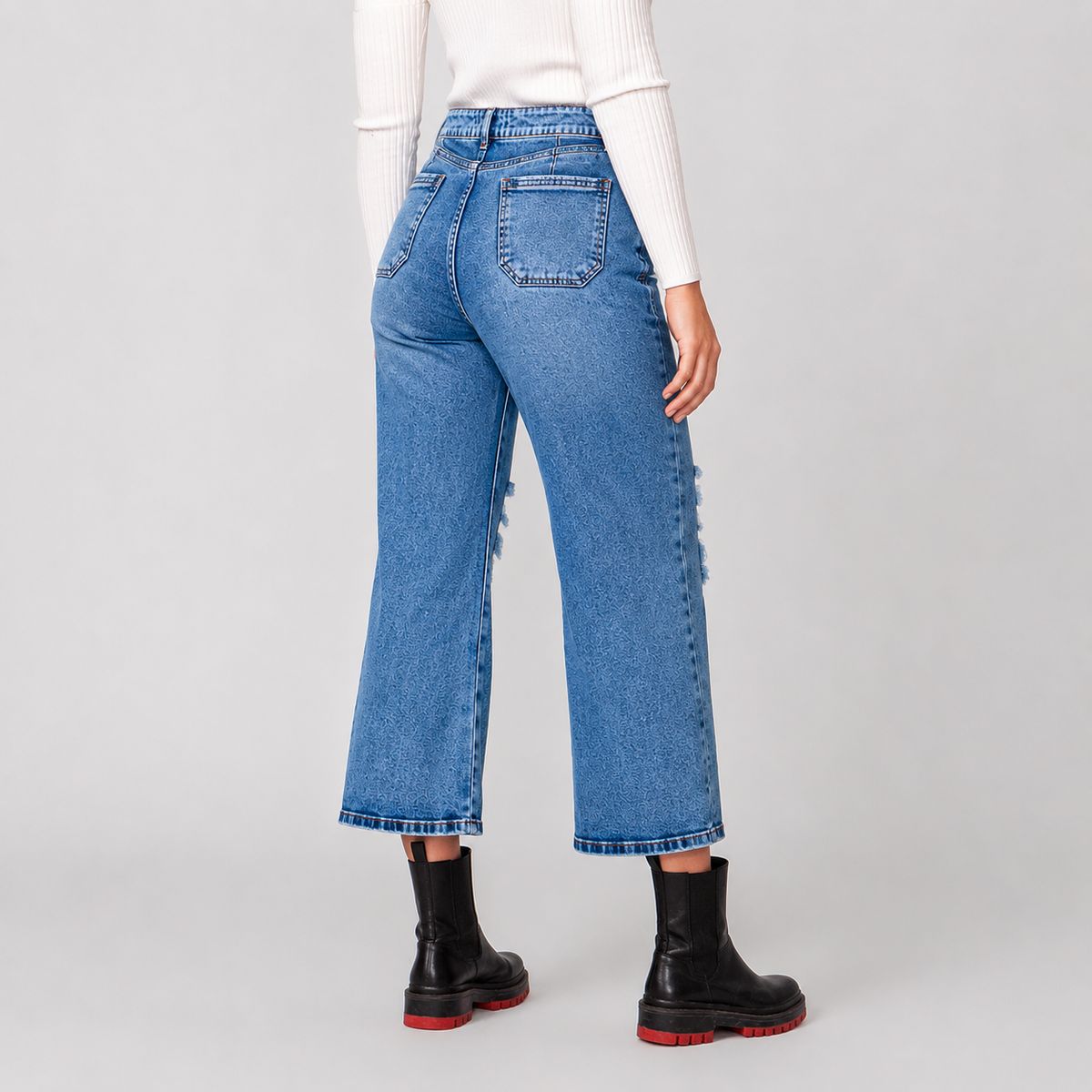 MOMCHIC - Jeans culotte destroyer