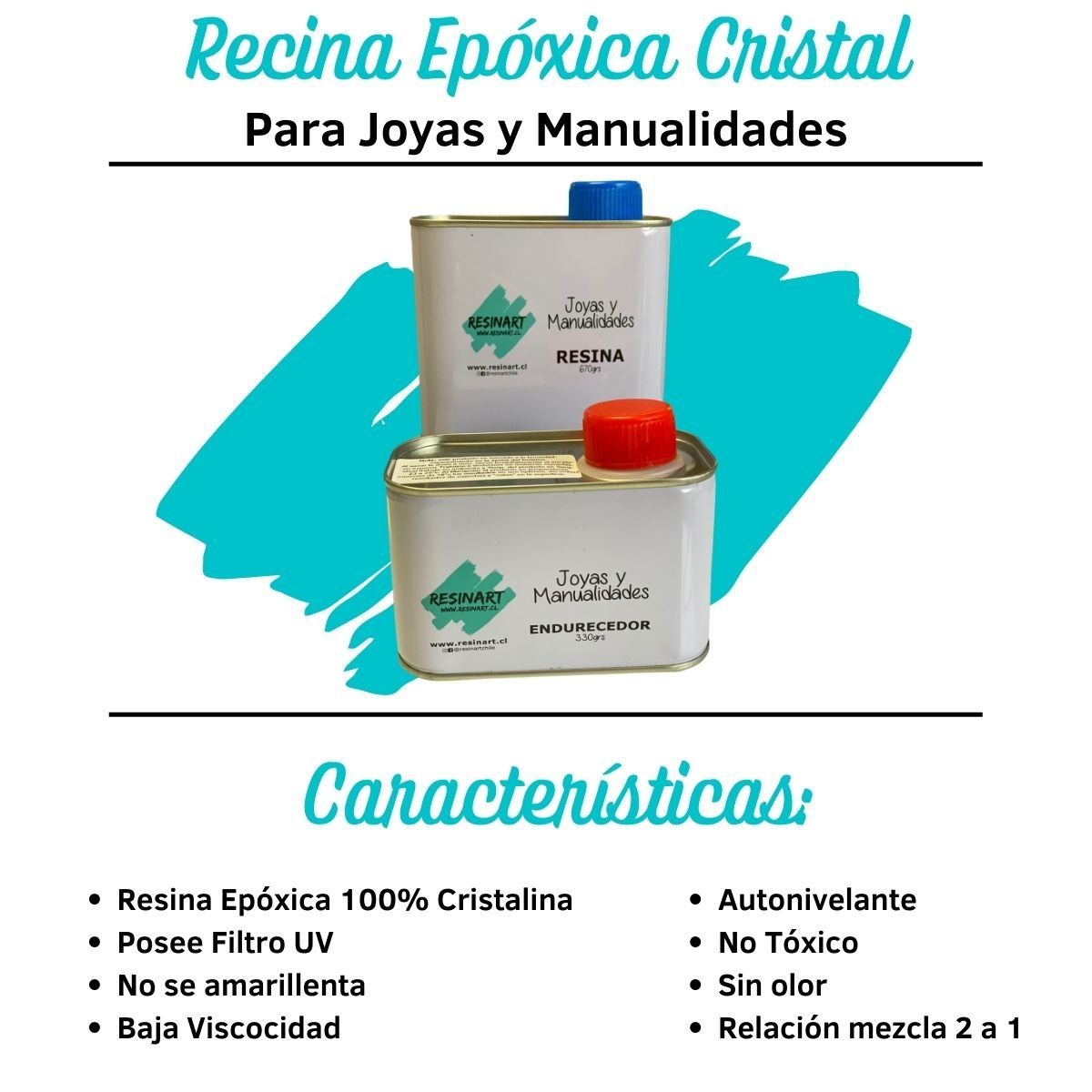 GENERICO - Kit Resina Epóxica Cristal Joyas y Manualidades Resinart 1Kg