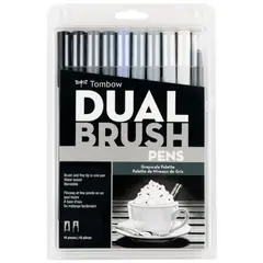 TOMBOW - Set Marcadores Dual Brush Escala de Grises 10 colores