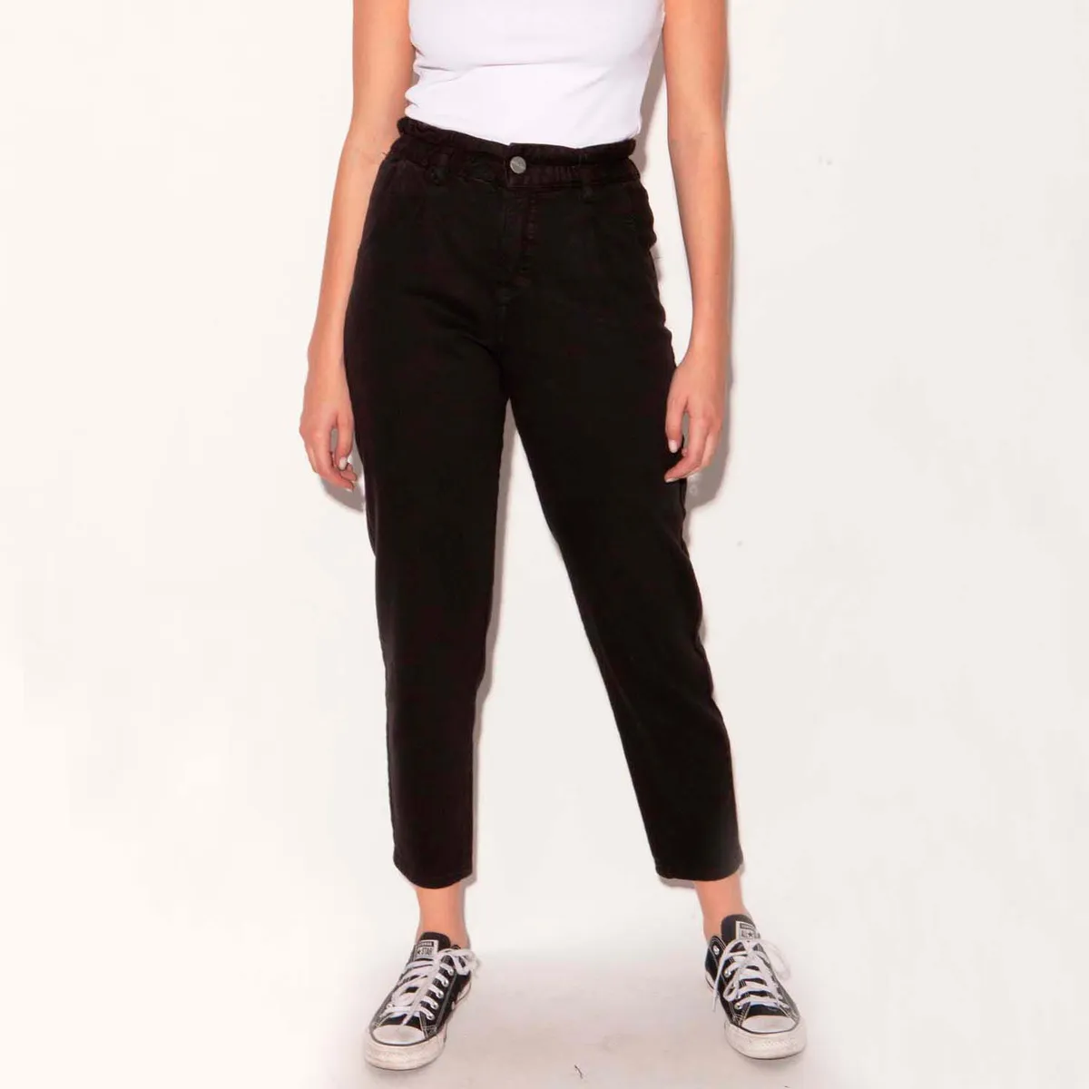 MOMCHIC - Jeans Paper Bag Negro