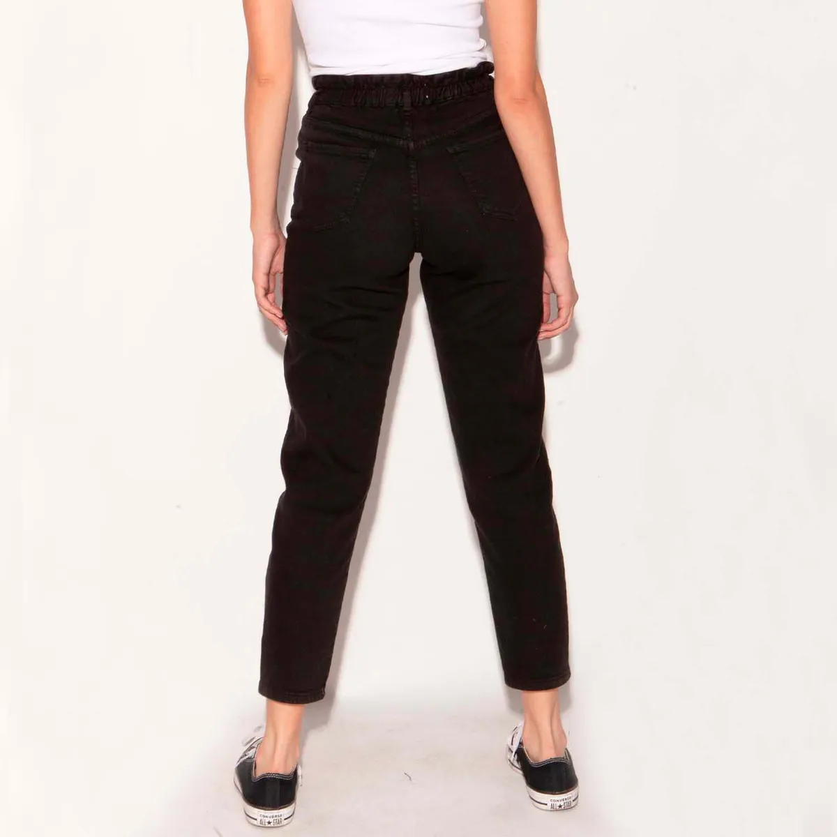 MOMCHIC - Jeans Paper Bag Negro