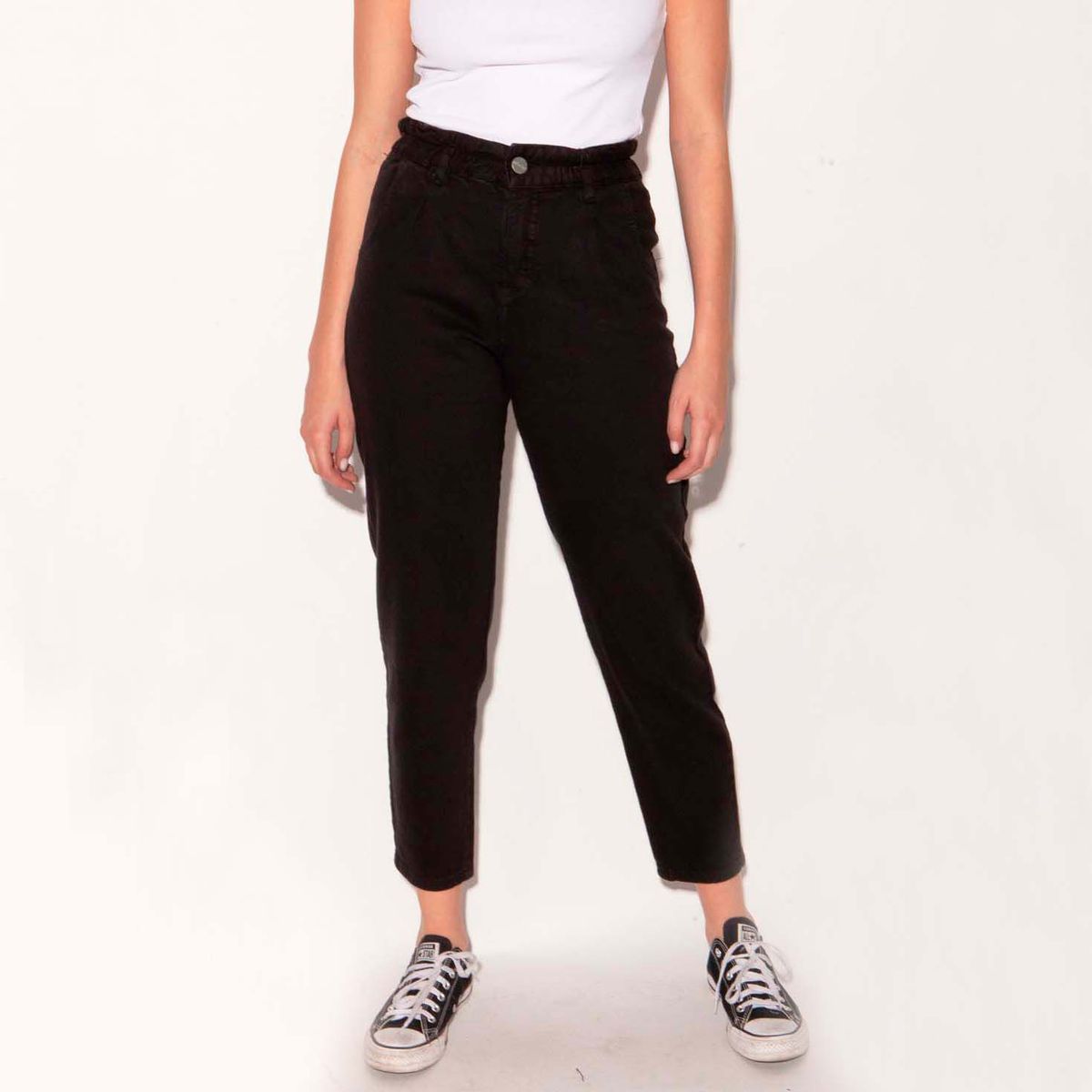 MOMCHIC - Jeans Paper Bag Negro