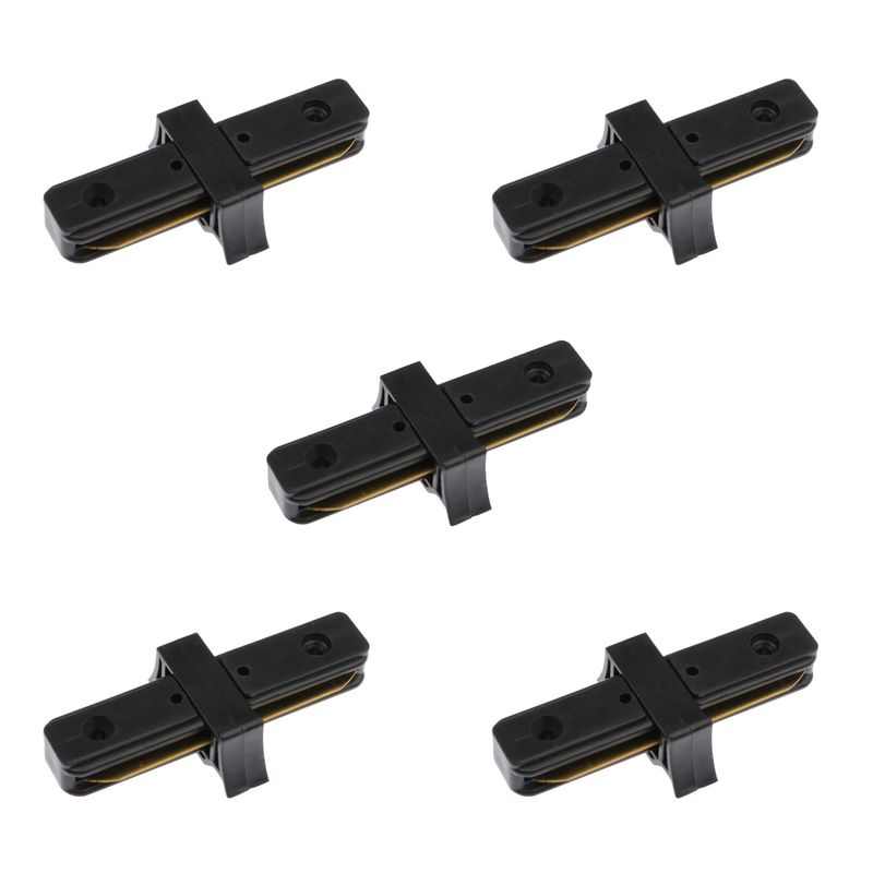 HB LEDS - Pack 5 Conectores Para Carril Monofásico Iluminación LED Recto Negro