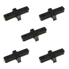 HB LEDS - Pack 5 Conectores Para Carril Monofásico Iluminación LED Recto Negro
