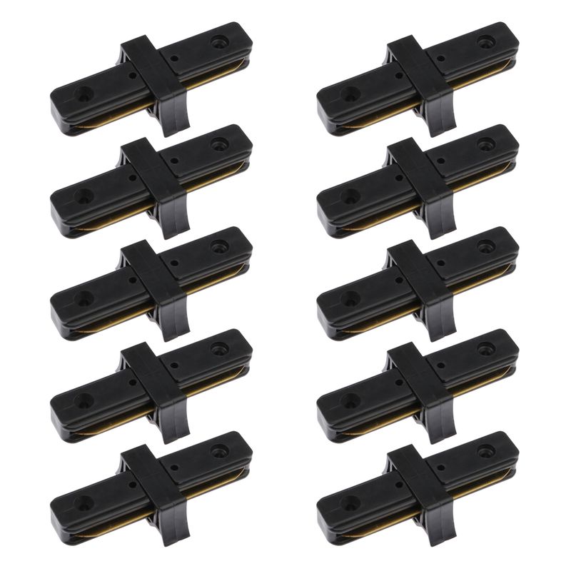 HB LEDS - Pack 10 Conectores Para Carril Monofásico Iluminación LED Recto Negro