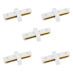 HB LEDS - Pack 5 Conectores Para Carril Monofásico Iluminación LED Recto Blanco