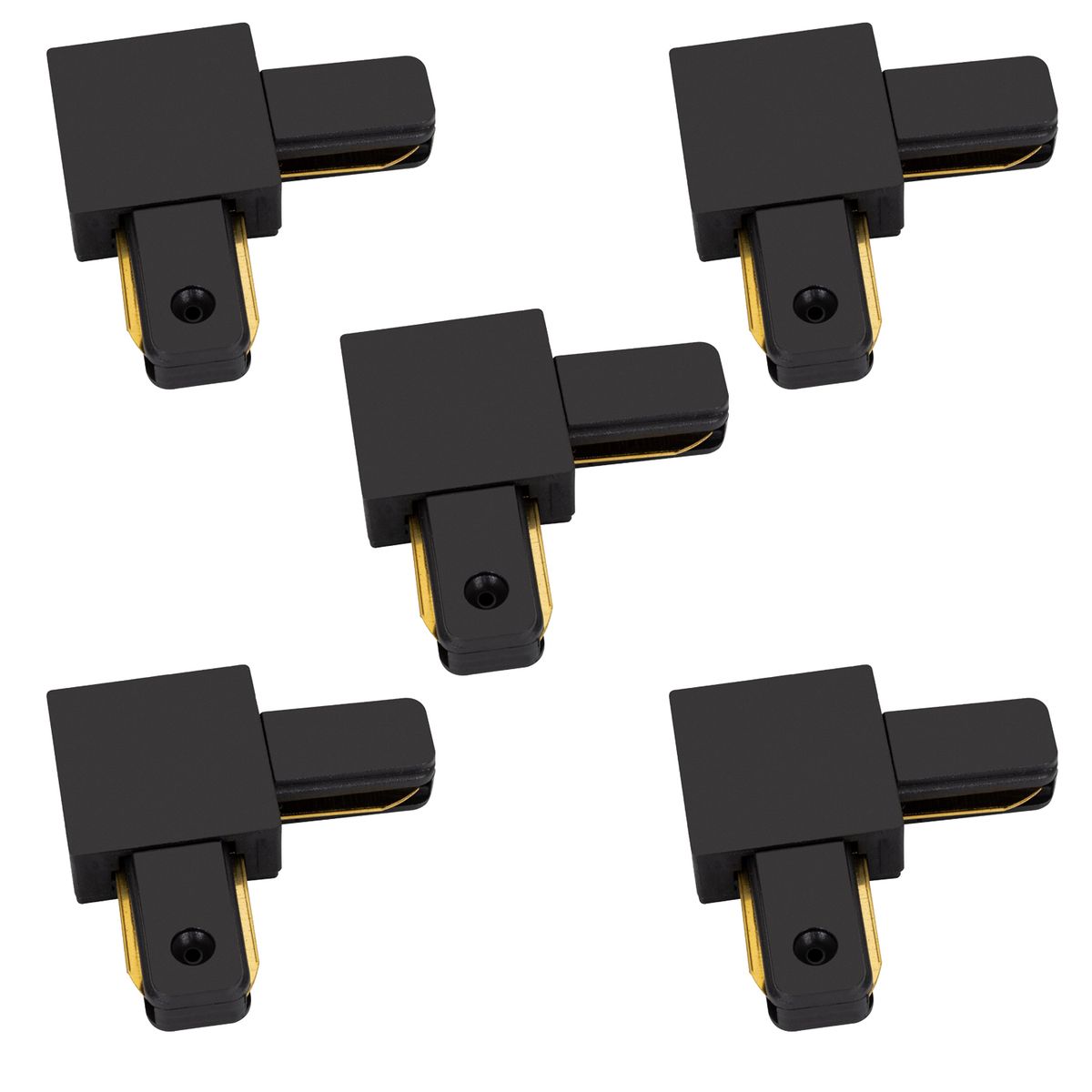 HB LEDS - Pack 5 Conectores Para Carril Monofásico Iluminación LED L Negro