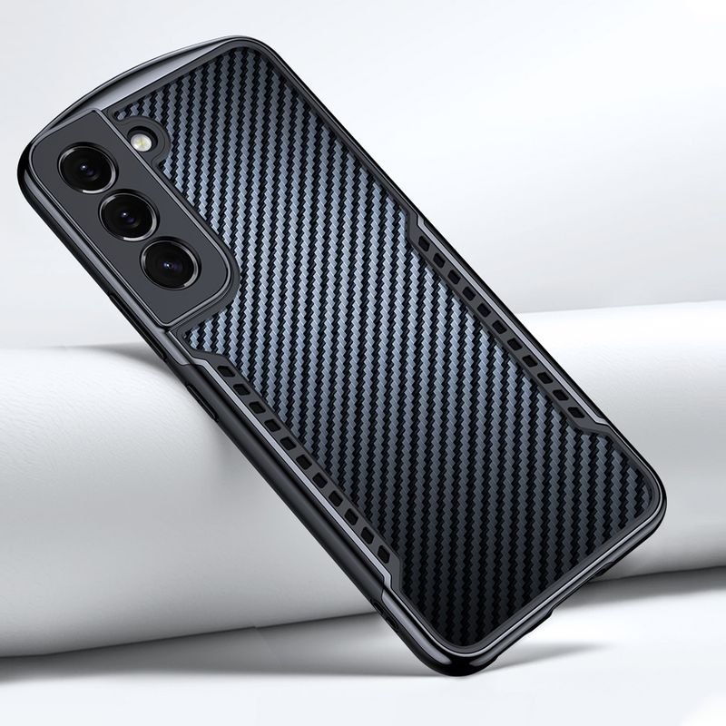XUNDD - Carcasa para Samsung S22 Fibra de Carbono Gaming Antigolpes