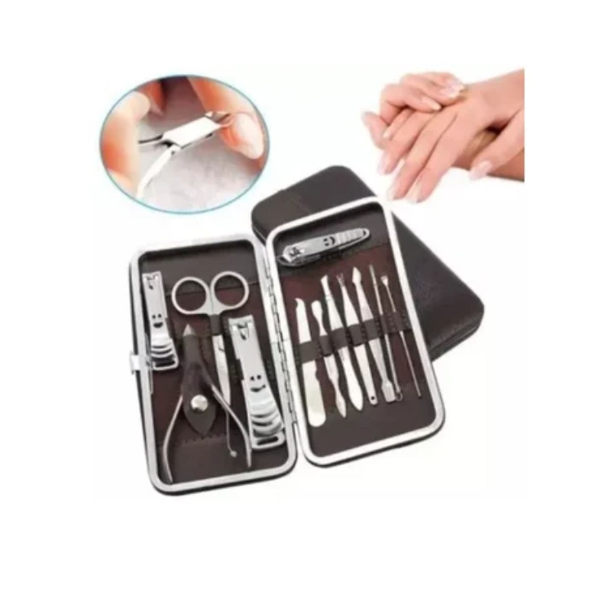 OFERTABKN - Estuche 12 Pcs Manicure Pedicure Acero Inoxidable