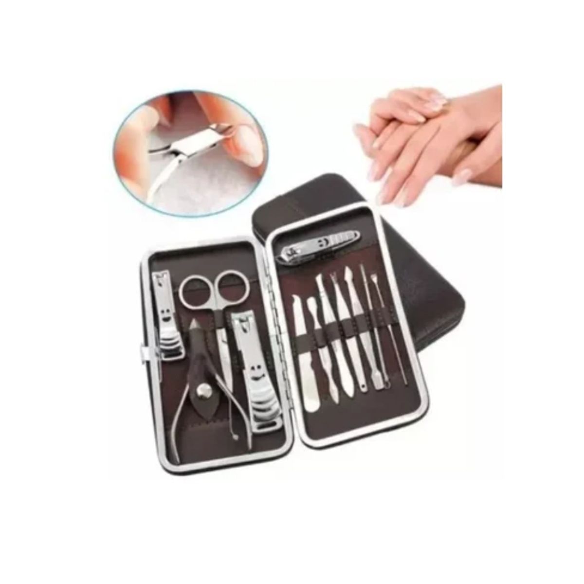 OFERTABKN - Estuche 12 Pcs Manicure Pedicure Acero Inoxidable