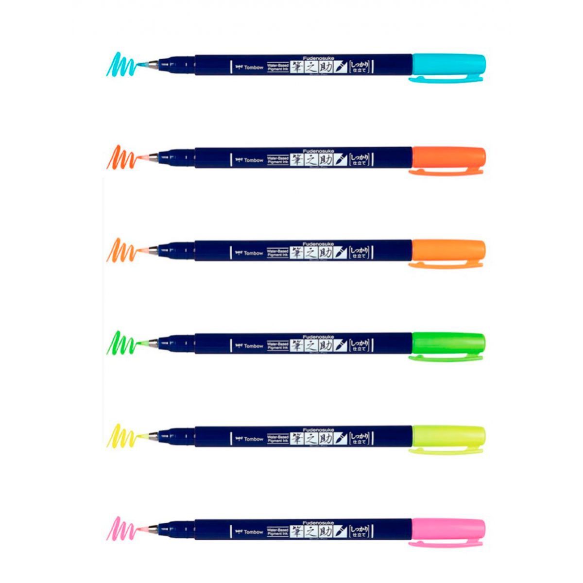TOMBOW - Set Marcadores Tombow Fudenosuke Set 6 Colores Neon