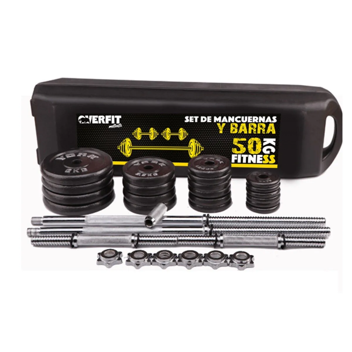 OVERFIT - Set Mancuernas 50kg Fitness Pesas Peso Regulable