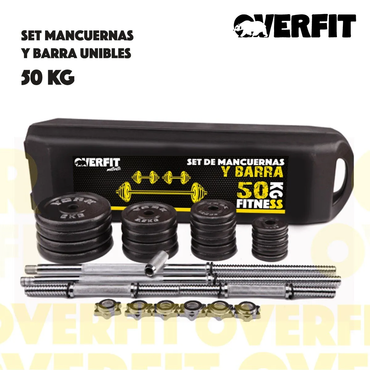 OVERFIT - Set Mancuernas 50kg Fitness Pesas Peso Regulable
