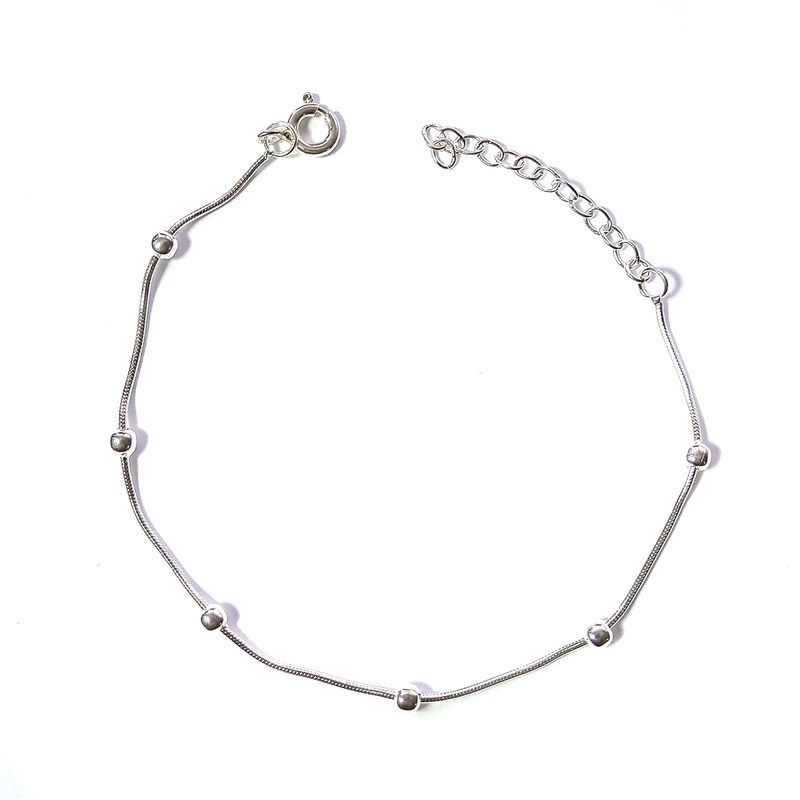 ANDREA COGGIOLA JOYAS - Pulsera Bolitas Cola Topo Plata Fina 925