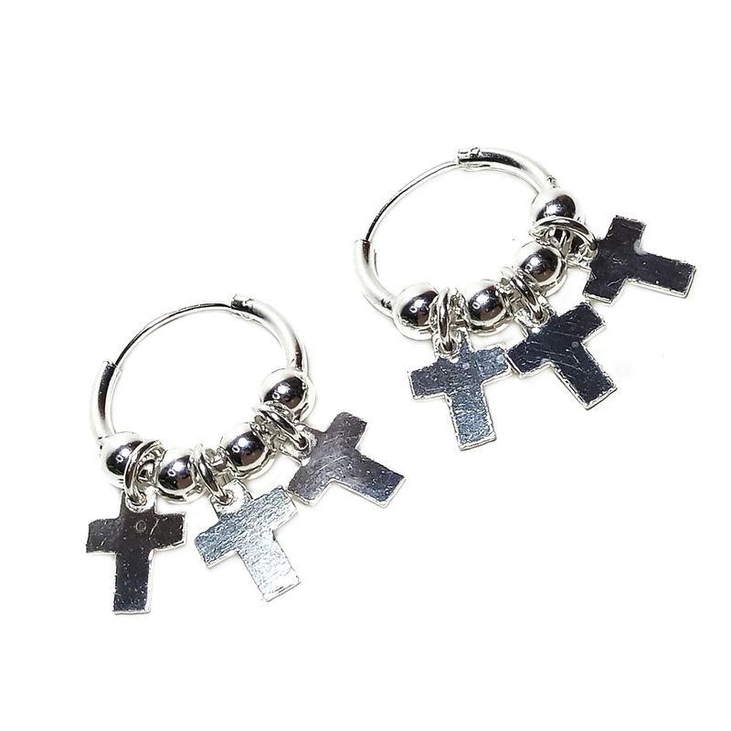 ANDREA COGGIOLA JOYAS - Aros Argollas Bolitas Cruces Plata Fina 925.