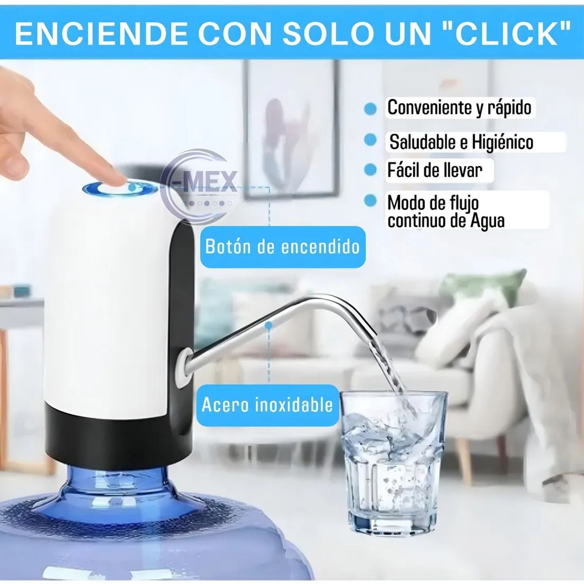 GENERICO - Dispensador De Agua Eléctrico Recargable USB Para Bidon - Automatico y Portatil Universal FIGOIMPORT
