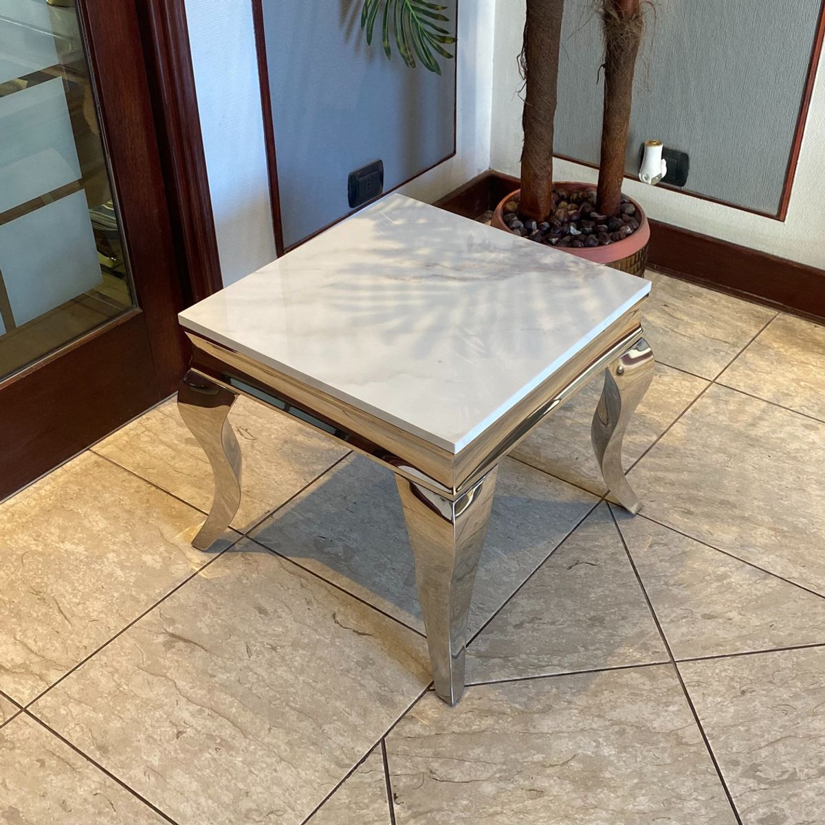 GENERICO - Mesa Lateral Cosmo Plateado Blanco Estambul Design.