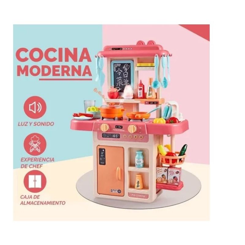 GENERICO - Cocina De Juguete 42 Accesorios Estilo Moderno Rosada