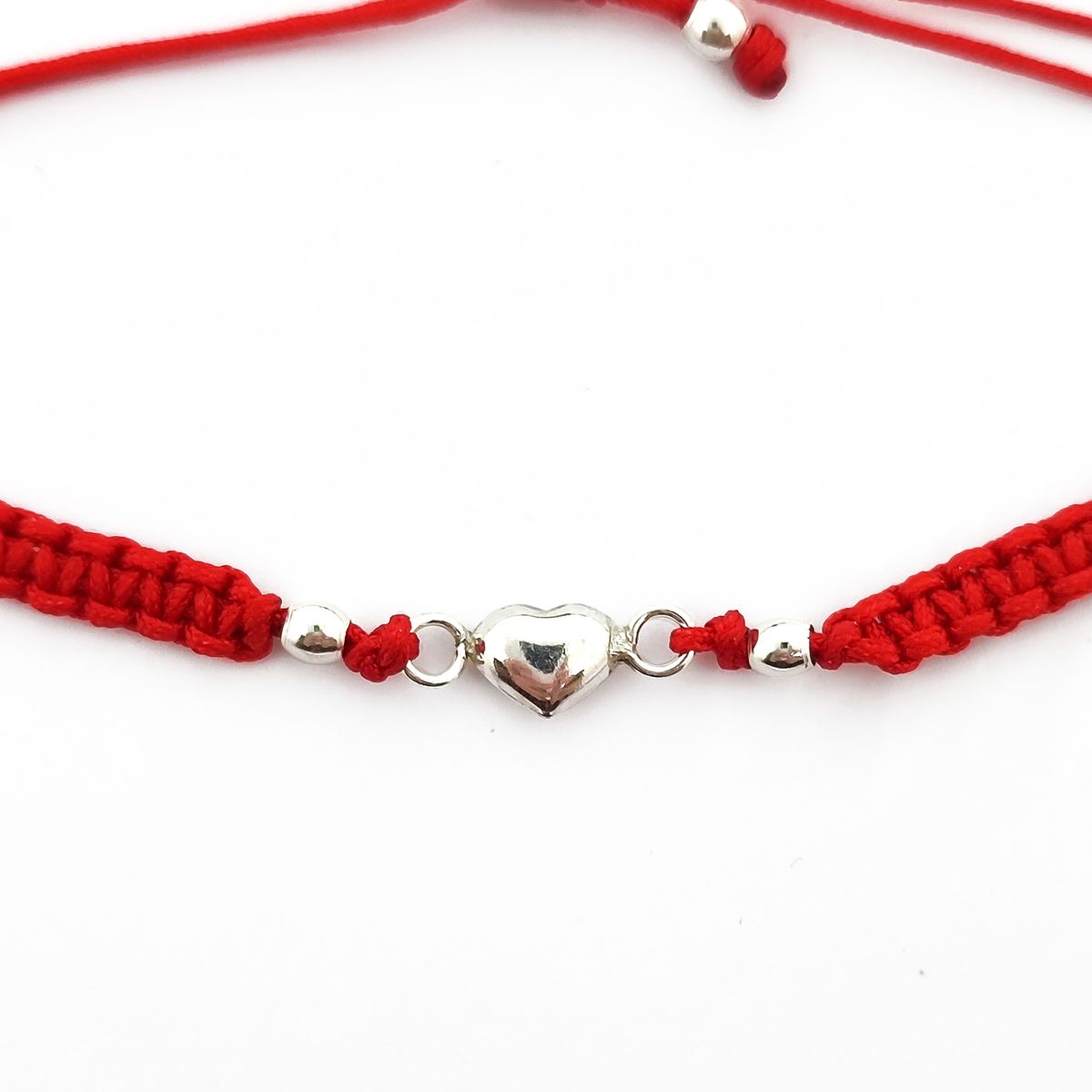COGGIOLA - Pulsera Corazón Plata Fina 925 Cordón Rojo.